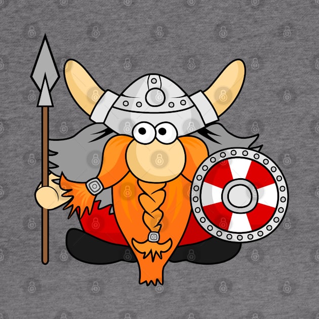 Funny Little Viking Warrior Cartoon Illustration by RageRabbit